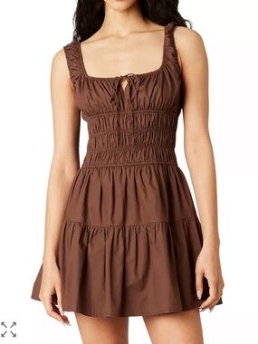 NIA Salt Smocked Flare Mini Dress